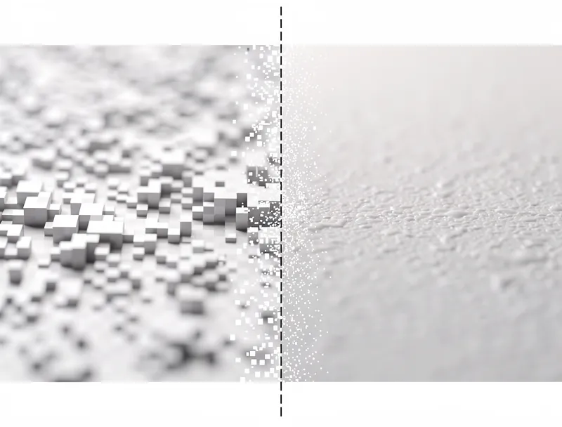 AI pixel reconstruction showing how enhancement rebuilds image detail from degraded source