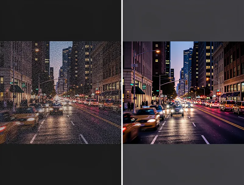 Low quality image versus AI-enhanced image side by side comparison